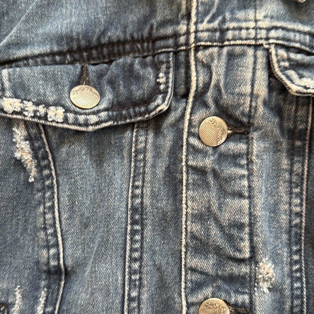 Free People Denim and Gray Hooded Jacket - Picture 5 of 6